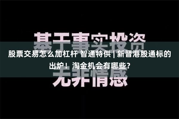 股票交易怎么加杠杆 智通特供 | 新晋港股通标的出炉！淘金机会有哪些？