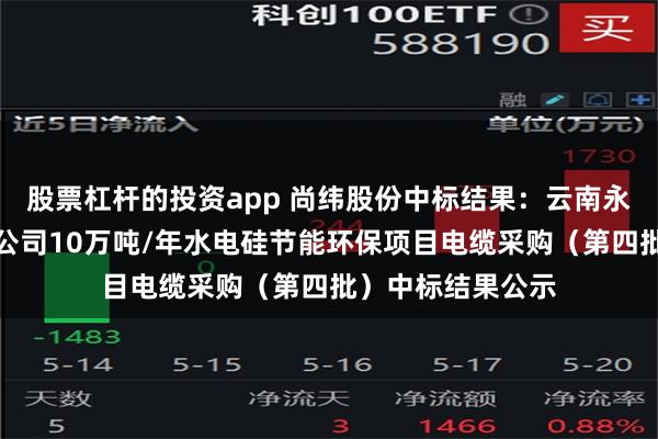 股票杠杆的投资app 尚纬股份中标结果：云南永昌硅业股份有限公司10万吨/年水电硅节能环保项目电缆采购（第四批）中标结果公示